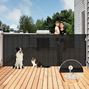 48" Extra Tall Retractable Baby Gates 150" Extra Wide Retractable Dog Gate - No Jumping Over, Indoor Retractable Pet Gate Extra Tall Dog Gate for The House, Outdoor Long Baby Gate Tall Cat Gate, Black