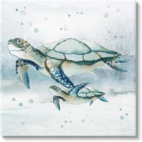 Stupell Industries Baby Sea Turtle Bubbles Canvas Wall Art by Janet Tava