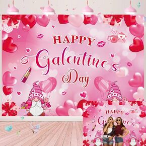 Happy Galentine's Day Backdrop Pink Red Romantic Heart Galentines Day Decorations Banner for Valentines Day Wedding Anniversary Girls Party Decorations Supplies Banner (6x4ft(70x40inch))