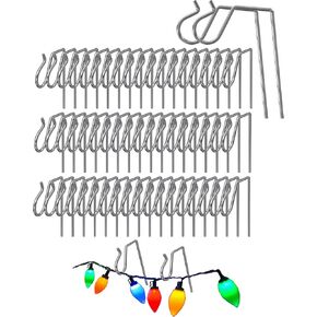 NACETURE 50 Pack Stainless Steel Christmas Light Hangers with Gutter Guard, Heavy-Duty Metal Hooks
