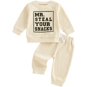 Toddler Baby Boy Clothes Letter Print Long Sleeve Crewneck Sweatshirt Tops Pants Winter Outfits 2Pcs