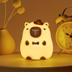 Cute Capybara Kids Night Light, Kawaii Room Dorm Decor, 3 Levels Dimmable Nursery Night Light for Kids Sleeping, Baby Rechargeable Touch Lamps, Funny Gift
