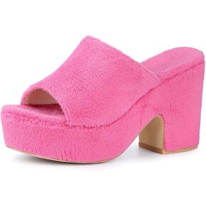 Allegra K Women's Open Toe Platform Slides Chunky Block Heel Sandals