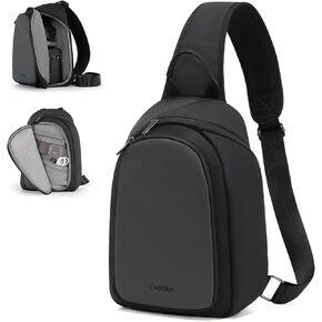 حقيبة حبال كاميرا كاميرا CWATCUN صغيرة ، حقيبة كاميرا مضغوطة DSLR/SLR/MIRRORING ، كاميرا كاميرا مقاومة للماء Crossbody Purse المتوافقة مع كاميرا Canon Nikon Sony Fuji ، عدسة ، أسود in Kuwait