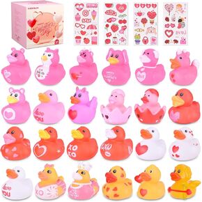Valentine's Day Rubber Ducks Heart,Baby Showers Bath Pool Toys, Assorted Duckies in Bulk for Kids Party Favors Supplies Decoration Classroom Gift Exchange