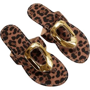 Verdusa Women's Leopard Print Flip Flops Flat Sandals Casual Summer Thong Sandals