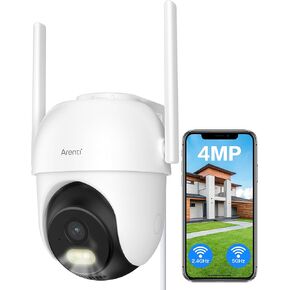 كاميرا Arenti Security Camera في الهواء الطلق ، 24/7 كاميرا مراقبة تسجيل للأمن المنزلي ، واي فاي 5 جيجا هرتز/2.4 جيجا هرتز ، دورية منتظمة ، دقة 2K 4MP ، 360 درجة PTZ تتبع الحركة (OP1)