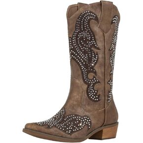 SheSole Women's Rhinestone Cowgirl Boots Sparkly Black Cowboy Boots Diamond Upper Bling Glitter for Party Wedding