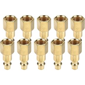 HARFINGTON 10pcs Industrial Air Plug 1/4" NPT Female m Style Copper-Plated High Flow Quick Connect Air Fittings Air Compressor Accessories