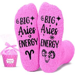 HAPPYPOP Aries Zodiac Birthday Gifts for Women - Astrology Gifts, Constellation Horoscope Gifts for Teen Girls, Funny Space Galaxy Aries Socks Teens