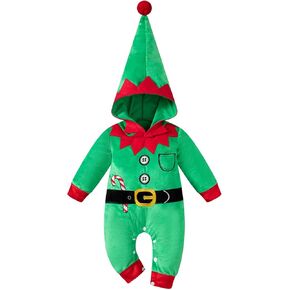 Newborn Baby Boys Outfit Christmas Elf Rompers Infant Jumpsuit