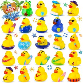 24 Pack Summer Rubber Ducks Jeep Ducks for Ducking Assorted Beach Ducks for Jeeps Duckies Games Ducks, Valentines Day Gifts for Kids, Valentines Party Favors Duck Bath Toys Valentines Gifts Prizes