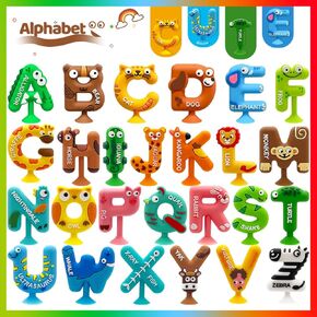 Suction Toys Kids Bath Toy for Toddler Aged 3, 26PCS Animal Alphabet Sucker Toy, Montessori Sensory Toy Gift for Kids Aged 3-12, Educational Spelling Fidget Toys for Autism/ADD/ADHD
