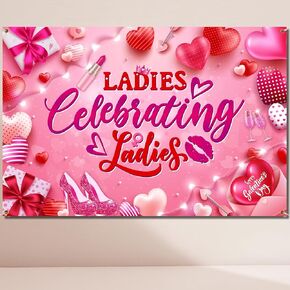 Galentines Day Decorations-Ladies Celebrating Ladies Backdrop Girl Lady Galentine’s Day Banner Background for Happy Galentines Day Party Supplies