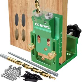 Pocket Hole Jig Kit, 2 Drill Hole Adjustable Drilling Guide Joint Angle Tool Dowel Drill Joinery Screw Kit Jig System Woodworking Tools