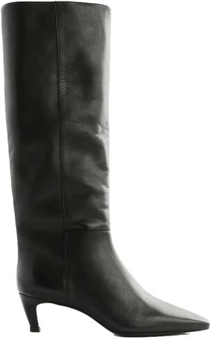 Women's Leopard Print Knee High Boots Square Toe Kitten Heel Pull-on Tall Boots Fashion Fall Boot in Saudi Arabia