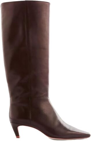 Women's Leopard Print Knee High Boots Square Toe Kitten Heel Pull-on Tall Boots Fashion Fall Boot in Saudi Arabia