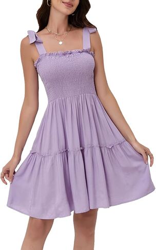 Timathous Women's Summer Spaghetti Strap Cover Up Strapless Dresses Ruffle Tube Top Beach Mini Dress in Saudi Arabia