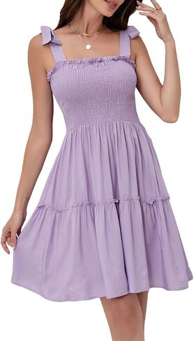 Timathous Women's Summer Spaghetti Strap Cover Up Strapless Dresses Ruffle Tube Top Beach Mini Dress in Saudi Arabia