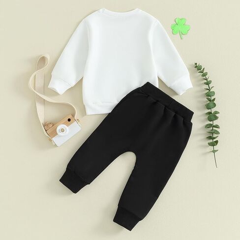 طفل رضيع سانت باتريك ملابس ماما محظوظ الأكمام طويلة الأكمام من النوع الثقيل والسروال مجموعة لفة الأطفال in Kuwait