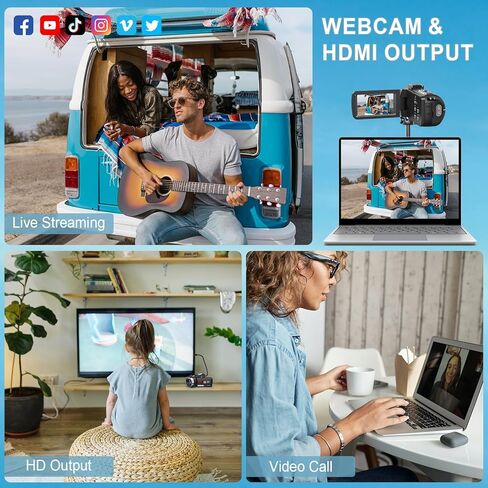 8K 64MP Camcorder Video Camera IR Night Vision 18X Digital Zoom YouTube Vlogging Camcorder Webcam WiFi 3.0"Touch Screen Camcorders with Microphone, 32G SD Card, and 2 Batteries in Kuwait