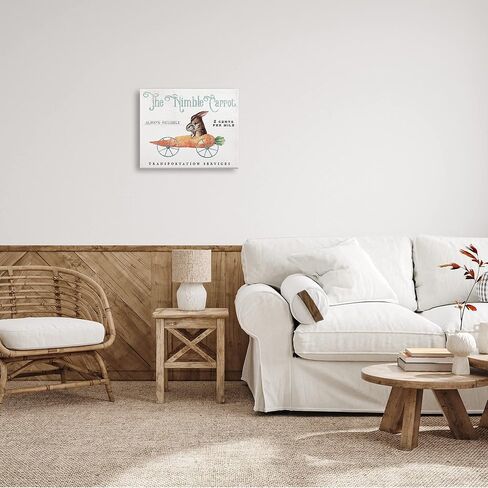 Stupell Industries Vintage Easter Bunny The Nimble Carrot Transportation Canvas Wall Art ، 20 × 16 ، أبيض in Saudi Arabia