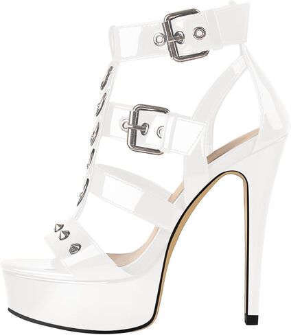 VERISSON Women's Open Toe Rivets Stud Stiletto Heels T-strappy Platform High Heels Sandals for Prom Dressing Party in Saudi Arabia