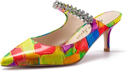Womens Low Kitten Comfortable Heels Floral Printed Closed Toe Sexy Mules in Saudi Arabia