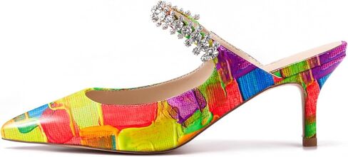 Womens Low Kitten Comfortable Heels Floral Printed Closed Toe Sexy Mules in Saudi Arabia