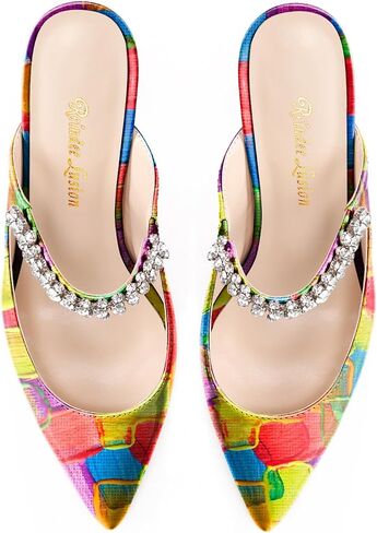 Womens Low Kitten Comfortable Heels Floral Printed Closed Toe Sexy Mules in Saudi Arabia