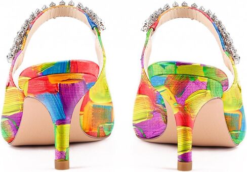 Womens Low Kitten Comfortable Heels Floral Printed Closed Toe Sexy Mules in Saudi Arabia
