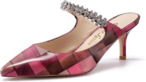 Womens Low Kitten Comfortable Heels Floral Printed Closed Toe Sexy Mules in Saudi Arabia