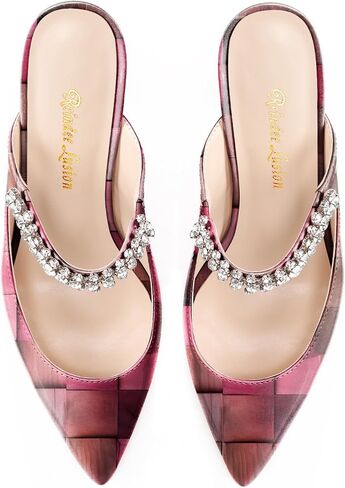 Womens Low Kitten Comfortable Heels Floral Printed Closed Toe Sexy Mules in Saudi Arabia