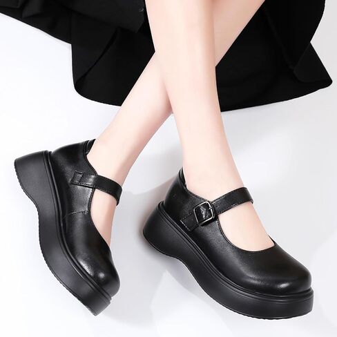 Mary Jane Shoes Women Chunky Ladies Flats Comfortable Low Heels Platform Mary Janes for Women Dressy Pumps Casual Work Shoes in Saudi Arabia