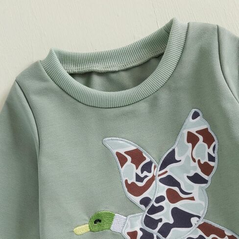 Toddler Baby Girl Boy Outfit Long Sleeve Mallard Duck Crewneck Sweatshirt Pullover Camouflage Pant Set Fall Winter in Kuwait