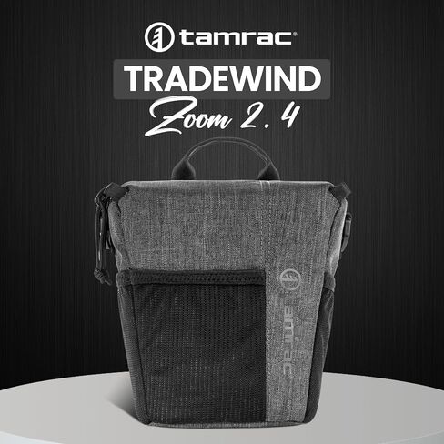 Tamrac Tradewind Zoom 2.4 حقيبة كاميرا للمصورين ، علبة الكاميرا لإكسسوارات التصوير الفوتوغرافي ، كيس كتف الكاميرا المدمجة لـ DSLR والكاميرات غير المرآة ، حقيبة كاميرا كروس - رمادية داكنة in Kuwait