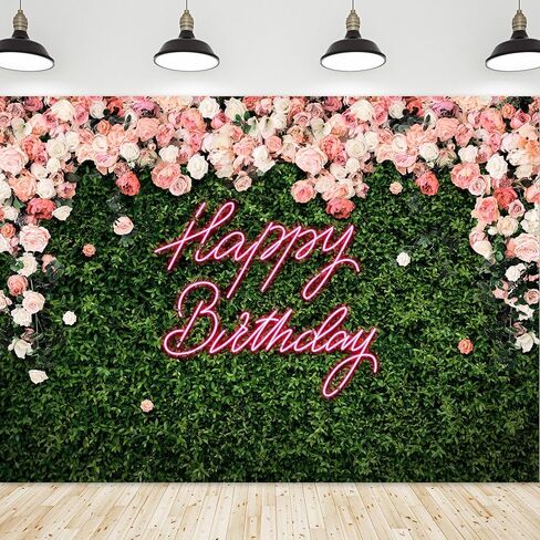 Riyidecor Pink Rose Green Leaves Backdrop Polyester Fabric Rustic Flower Floral Blossom Botanical Plant Spring Nature Wedding 8Wx6H Feet Women Girls Photography Background Birthday Photo Studio Shoot in Kuwait