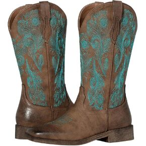 J's.o.l.e Ladies Floral Cowboy Boots for Women Square Toe Cowgirl Boots Fashion Western Boots