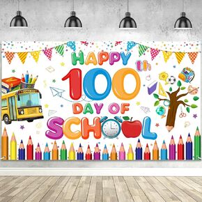 100 يوم من زخارف لافتة المدرسة ، اليوم 100 من خلفية المدرسة الخلفية ، هابي مائة يوم تصوير المدارس الدعائم صورة للأطفال الدراسي المدارس 100 يوم من لوازم الحفلات ، 70.8 × 43.3 بوصة