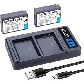 2-Pack LP-E10 Battery and USB Dual Battery Charger for Canon EOS Rebel T3 T5 T6 T7 T100 Kiss X50 X70 X80 X90 EOS 1100D/1200D/1300D/1500D/2000D/4000D Digital Cameras 2200mAh