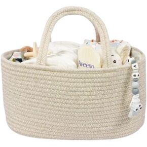 Baby Diaper Caddy Organizer for Girl Boy Rope Nursery Storage Bin Basket Portable