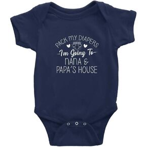 Pack My Diapers I'm Going To Nana & Papa's House Unisex Short Sleeve Baby Bodysuit