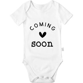 Coming Soon Bodysuit, Baby Boys Girls Infant Cotton Romper Jumpsuit Outfits Short-Sleeve Toddler 0-24 Months