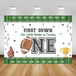 MEHOFOND Football First Birthday Backdrop It's Game Time First Year Down Photo Background Game On Football Boy Birthday Party Decorations 7x5ft