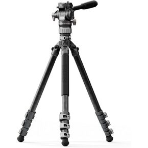 Tilta Camera Tripod with Fluid Head, 3-Stage Carbon Fiber Tripod Legs, 160 CM Travel Video Tripod Max Load 5KG with ARCA Receiver - Space Gray TT-VT05-FB-SG