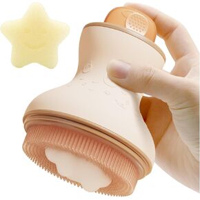 b&h Silicone Baby Cradle Cap Brush - 2-in-1 Soft Newborn Bath Brush with Bubbler, Toddlers Cradle Cap Treatment System, Shampoo Brush Baby Bath Essential Foamer Brush, Infant Bath Sponge