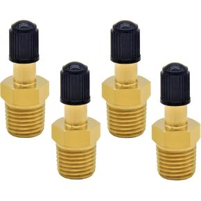 YSIL 1/8" NPT Male Tank Valve Brass Inflation Schrader Valve with Standard Valve Core, Using with Air Compressor with Sealing Caps 4PCS