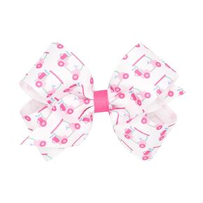 Wee Ones Girls' Country Club-Inspired Grosgrain Print Hair Bows on WeeStay Hair Clip, Handmade, Medium, Golf Cart