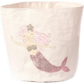 Mon Ami Premium Mermaid Round Storage Basket – 13", Small Storage Bins for Kids, Shelves, Organizing, Baby Toy Organizers and Nursery Storage