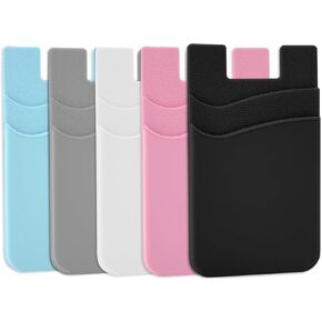 Phone Wallet Holder, Credit Card Holder for Phone Case Stick on Silicone Cell Phone Pocket Card Holder t Attachment Compatible for All Smartphones
